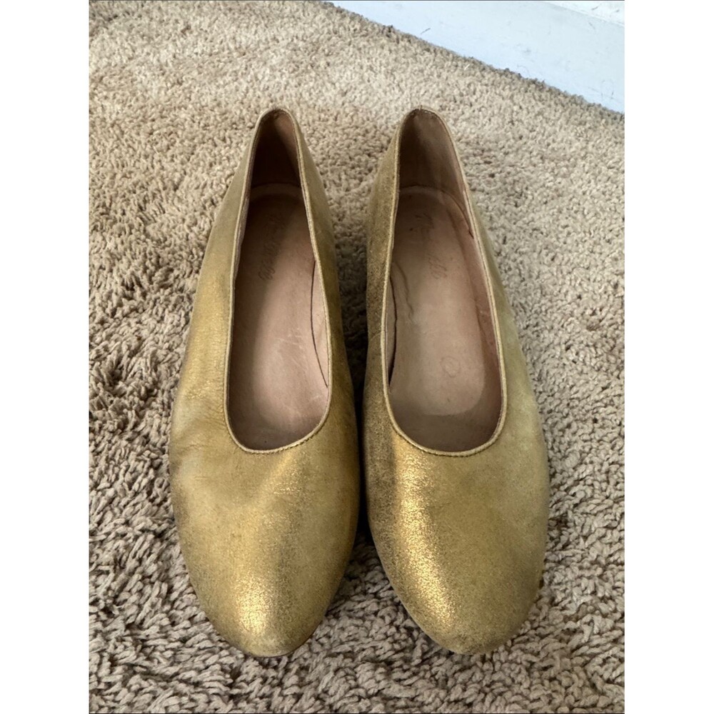 Madewell Women’s Gold Leather Ballet Flats size 8.5 Classic Quiet Luxury Comfort